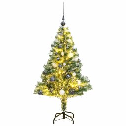 Brad Craciun artificial, 150 LED/globuri/zapada pufoasa, 120 cm GartenMobel Dekor