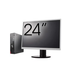 Pachet Calculator Second Hand Fujitsu Esprimo D556 SFF, Intel Core i3-6100 3.70GHz, 8GB DDR4, 500GB HDD + Monitor 24" NewTechnology Media