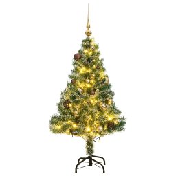 Brad Craciun artificial, 150 LED/globuri/zapada pufoasa, 120 cm GartenMobel Dekor