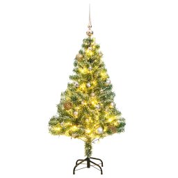 Brad Craciun artificial, 150 LED/globuri/zapada pufoasa, 120 cm GartenMobel Dekor