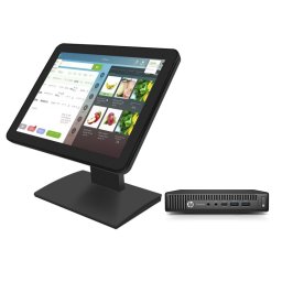 Sistem POS HP 600 G2 Mini PC, Intel Core i5-6500T 2.50 - 3.10GHz, 8GB DDR4, 128GB SSD, Windows 10 Pro + Monitor Nou Touchscreen OptimX Pro MY19, 19 Inch Widescreen NewTechnology Media