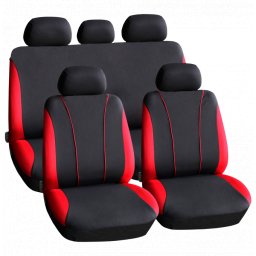 Set huse scaun auto ieftine, Universale 9 piese, model V-Style - ROSU FAVLine Selection