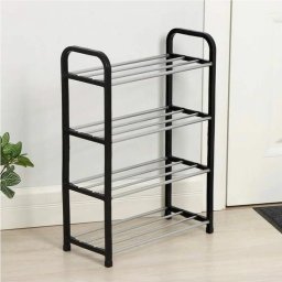 Raft Elegant pentru depozitare Pantofi sau Pantaloni, cu traverse metalice, 4 nivele, dimensiuni 58 x 42 x 18 cm FAVLine Selection