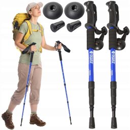 Set 2 bastoane "Nordic Walking" model GOTA, cu sistem Anti-Soc, lungime 63cm – 135cm, culoare albastra FAVLine Selection