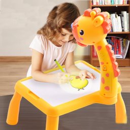 Masa Muzicala de Desen pentru copii cu Proiector, model Girafa, culoare Galben, 24 imagini, AVX-WT-222-2-YELLOW-GIRAFFE FAVLine Selection