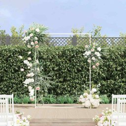 Arc de nunta Alb 150 x 45.9 x 200 cm Otel GartenMobel Dekor