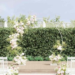 Arc de nunta Alb 220 x 45 x 200 cm Otel GartenMobel Dekor