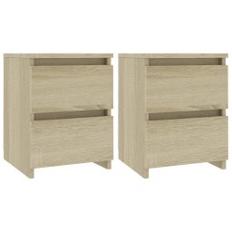 Set 2 Noptiere 30x30x40 cm cu 2 Sertare, PAL Stejar Sonoma
