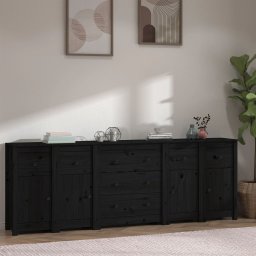 Servanta, negru, 230x35x80 cm, lemn masiv de pin GartenMobel Dekor