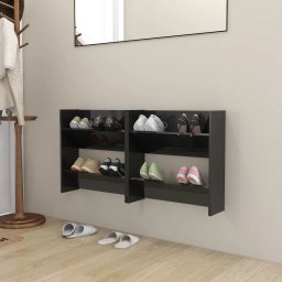 Pantofare de perete, 2 buc., negru extralucios, 60x18x60 cm PAL GartenMobel Dekor