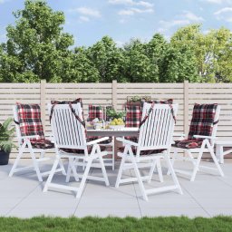 Perne scaun cu spatar înalt, 6 buc., rosu carouri textil oxford GartenMobel Dekor