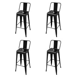 Scaune de bar, 4 buc., negru, plastic GartenMobel Dekor