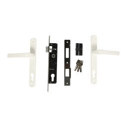 Broasca pentru usa termopan alba, cu butuc si silduri, set complet cu chei