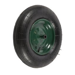 Roata de roaba Micul Fermier 4.00-8 cu ax 14 mm, janta verde rezistenta
