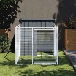 Cusca caine cu tarc antracit 110x201x110 cm otel galvanizat GartenMobel Dekor