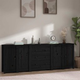 Servanta, negru, 230x35x80 cm, lemn masiv de pin GartenMobel Dekor
