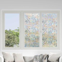 Folie decorativa geam vidaXL, 3 buc., mata, model curcubeu 3D, PVC