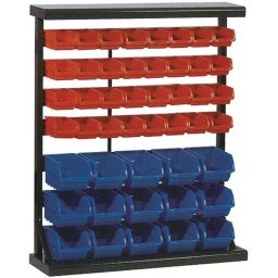 Suport metalic de depozitare cu 47 cutii din plastic, 94x30x115 cm