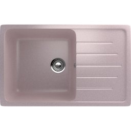 Chiuveta de bucatarie Ulgran U-400-315 roz, compozit, 1 cuva cu picurator, încastrabila