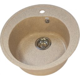 Chiuveta de bucatarie rotunda Ulgran U-101-302, culoare nisip, granit compozit