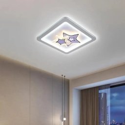 Lustra LED Kathleen RGB 15W, lumina calda/neutra, alb, cu stele pentru camera copil
