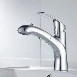 Baterie pentru lavoar cu dus extractibil din alama sanitara, crom lucios OD/2030