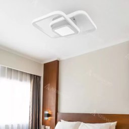 Lustra LED Duoform 21W cu 3 patrate, 3 nuante de lumina, alb mat