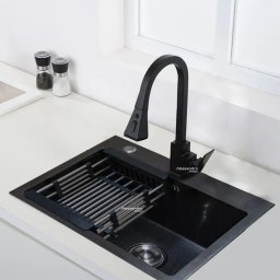 Chiuveta de bucatarie din inox 60x45 cm, Gun Grey, cu suport inclus