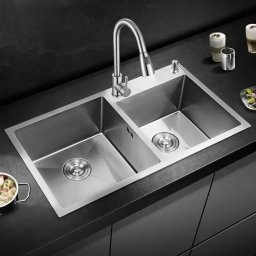 Chiuveta bucatarie din inox periat 75x45x21 cm, cu accesorii incluse