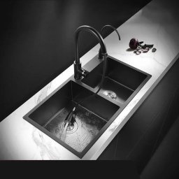 Chiuveta de bucatarie din inox 82x45 cm, gri închis, cu 2 cuve