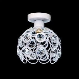 Lustra Vera alba cu cristale decorative, 1xE27, metal si sticla