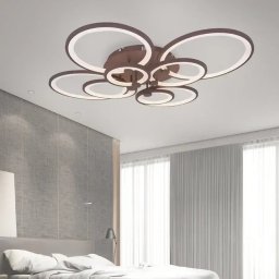 Lustra LED ALANI 200W cu telecomanda, 8 cercuri, dimabila, maro