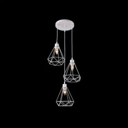 Lustra suspendata tip diamant STRUKTUR, 3xE27, metal alb, design geometric