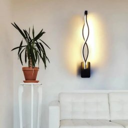Aplica LED Johari 34W neagra, design ondulat, lumina rece/calda/neutra