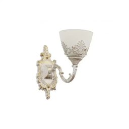 Aplica rustica de perete COTTAGE alba, 1xE27, metal si sticla pentru interior
