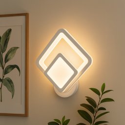 Aplica LED Shani 23W, alba, design geometric, lumina rece/calda/neutra