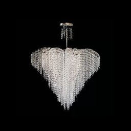 Candelabru din cristal Adan, 8xE27, argintiu, metal si cristale K9, 90 cm