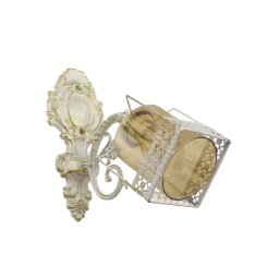 Aplica de interior Madrid, stil clasic, metal si sticla, alb antichizat, E27