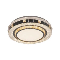 Lustra LED Kannon 96W cu telecomanda, cristale, rotunda, crom lucios