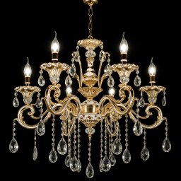 Candelabru Luciano cu cristale K9, auriu, 6xE14, metal pentru interior
