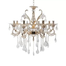 Candelabru Ludovico cu cristale K9, 8xE14, finisaj auriu, pentru interior