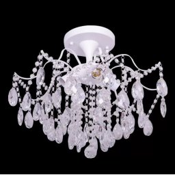 Candelabru din cristal Chance, alb, 4xE27, diametru 50 cm, metal si cristal
