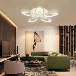 Lustra LED SUNFLOWER 54W cu telecomanda, 5 elemente, dimabila, alb