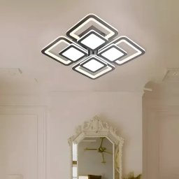 Lustra LED SUSAN 96W cu telecomanda, 4 patrate, dimabila, negru
