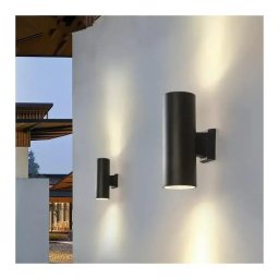 Aplica de exterior Valeria, cilindrica, neagra, 2x GU10, metal si sticla