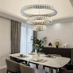 Lustra LED suspendata TEATRU 36W cu telecomanda, 3 cercuri, cristale, dimabila