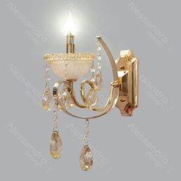 Aplica de perete Giala aurie cu cristal si sticla, 1xE14, 28 cm