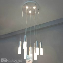 Pendul LED NEPTUNIA 80W cu 10 elemente, crom lucios, inaltime reglabila