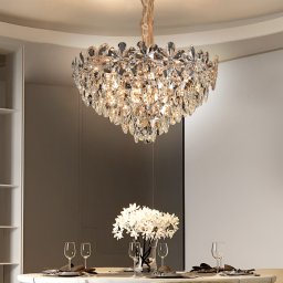 Candelabru din cristal Magno 11xE14, 60 cm, auriu lucios, inaltime reglabila