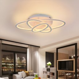 Lustra LED TIANA 78W cu telecomanda, 3 elipse, dimabila, alb mat